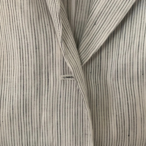 Theory Double Breasted Linworth Ikat Tierra Linen Blazer Coat Beige Gray Size 2 - Picture 9 of 9